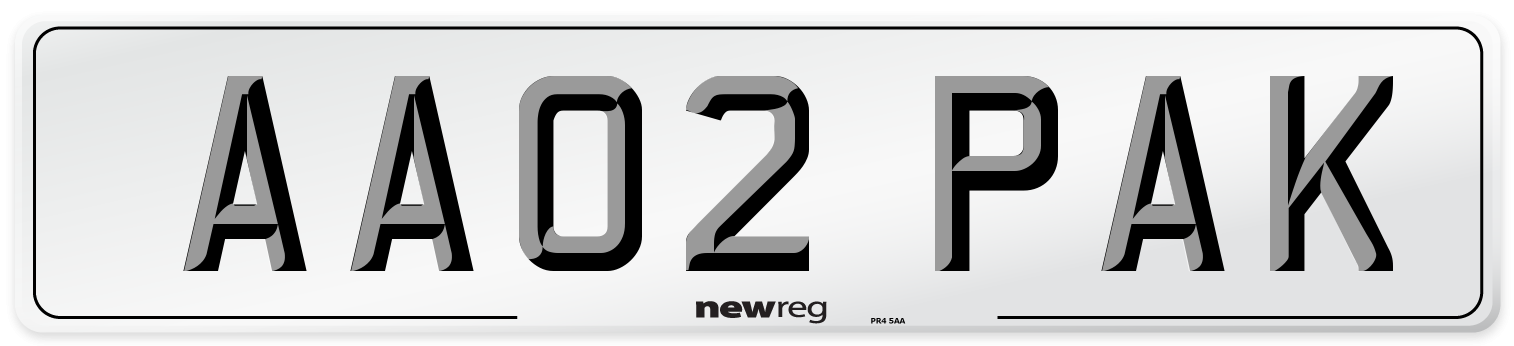 AA02 PAK Number Plate from New Reg